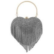 Women Crystal Tassel Clutch Purse Rhinestone Evening Hand Bags Wedding Party Cocktail Purses